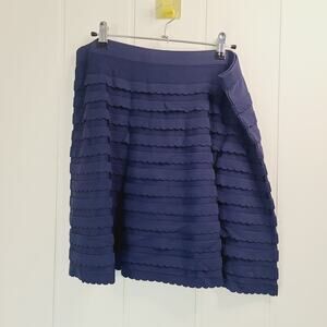 Lilly Pulitzer Navy Blue Scalloped Tiered Ruffle A-Line Mini Skirt Size XL